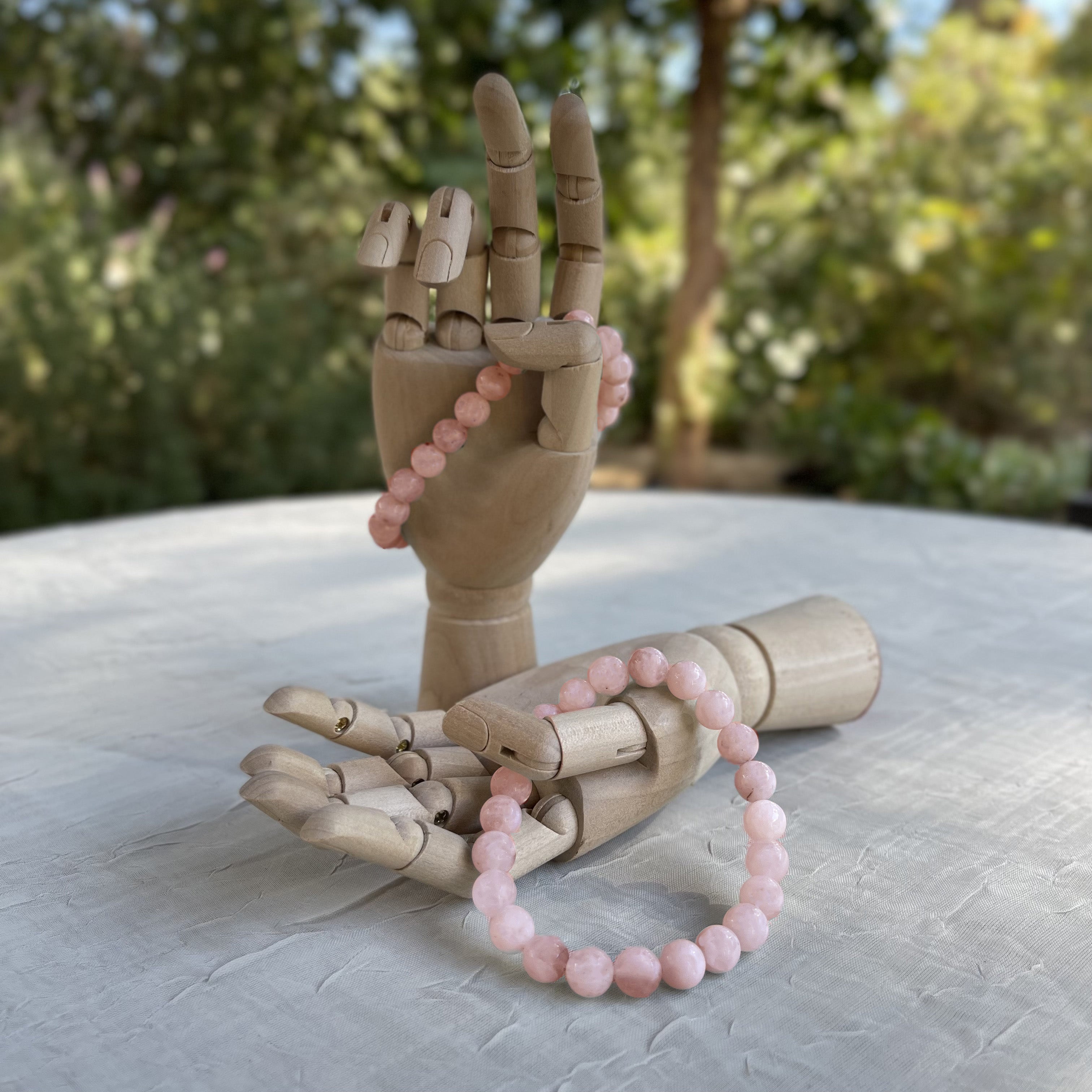 Crystal Healing Beaded Bracelet, Pink Opal