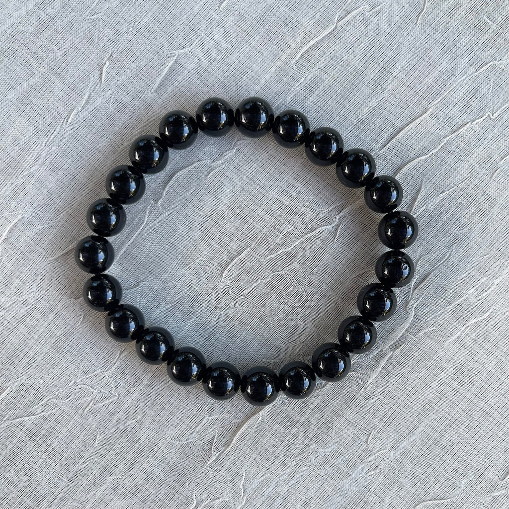 Crystal Healing Beaded Bracelet, Obsidian