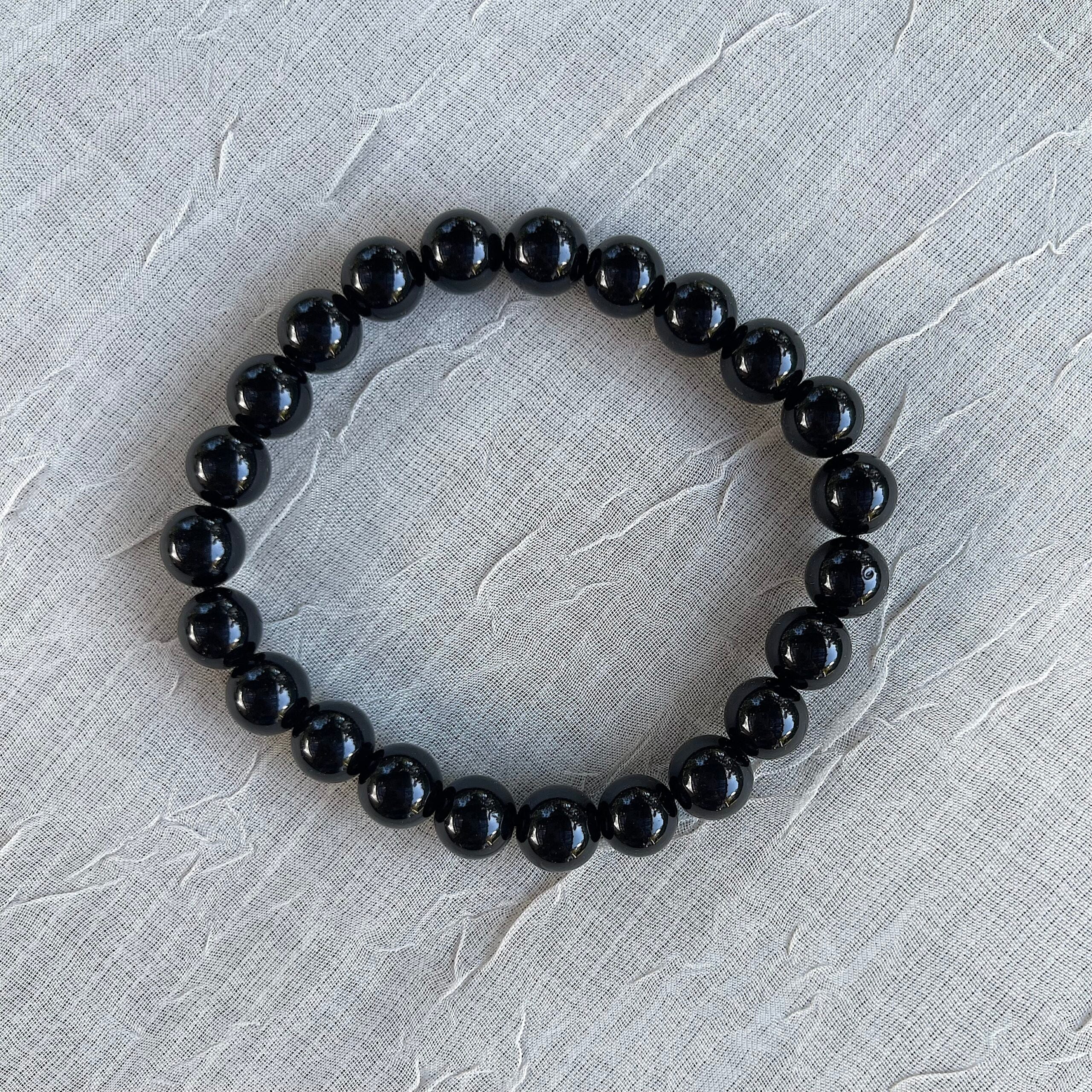 Crystal Healing Beaded Bracelet, Obsidian