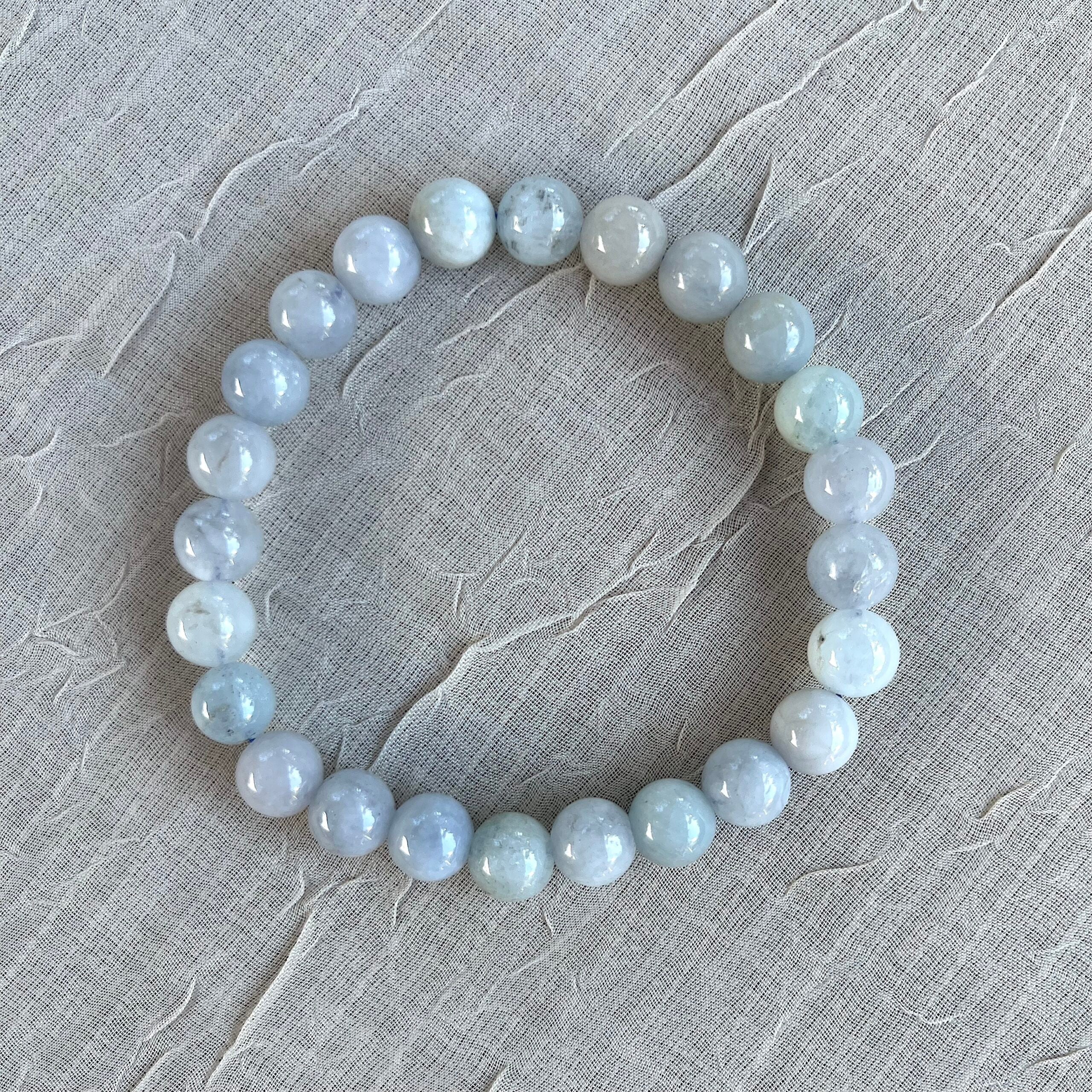 Crystal Healing Beaded Bracelet, Aquamarine