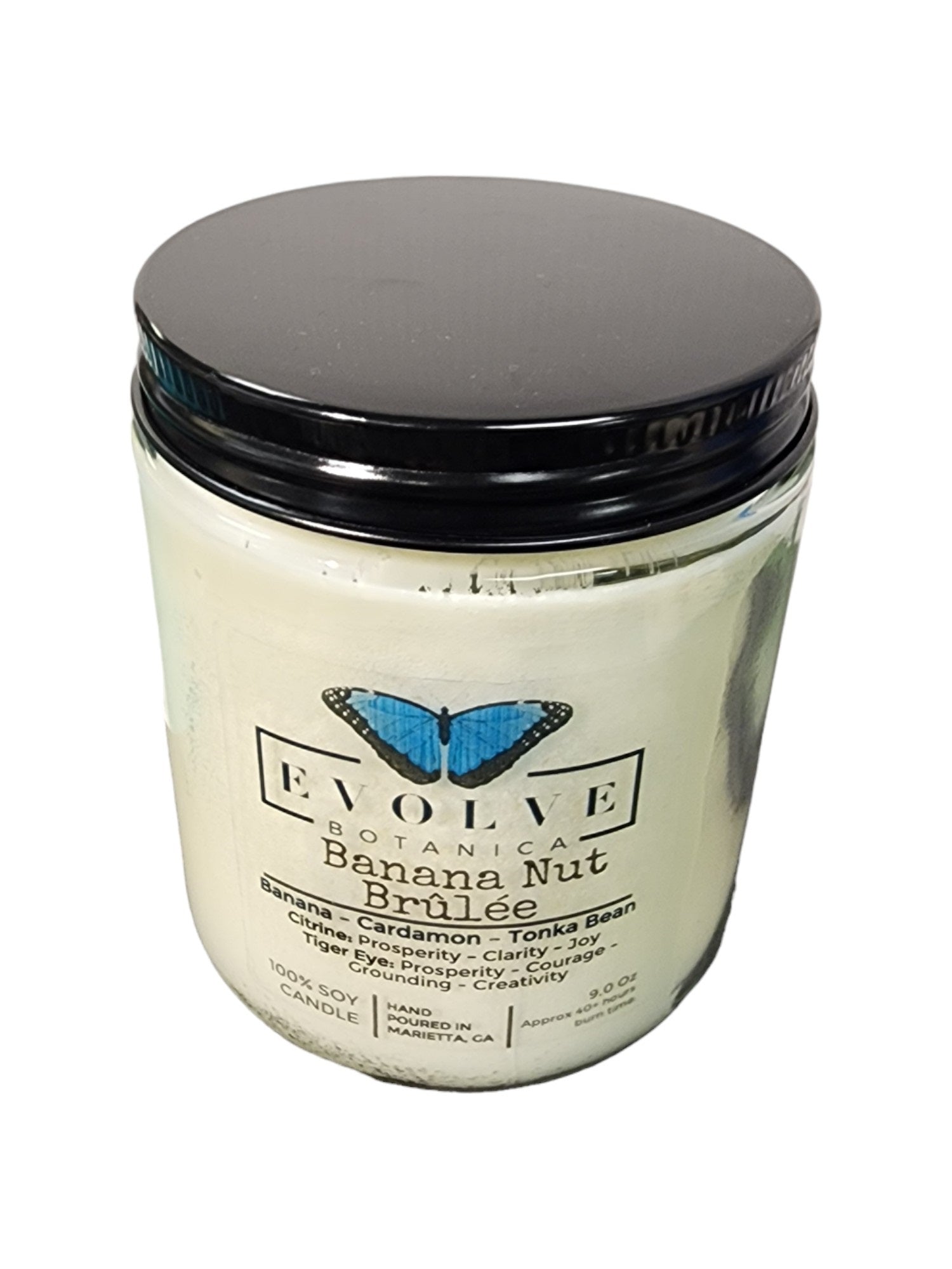 Wood Wick Crystal Soy Candle Jar - Banana Nut Brulee