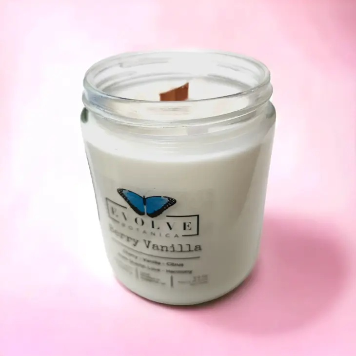 Wood Wick Crystal Soy Candle - Berry Vanilla (Rose Quartz)-2