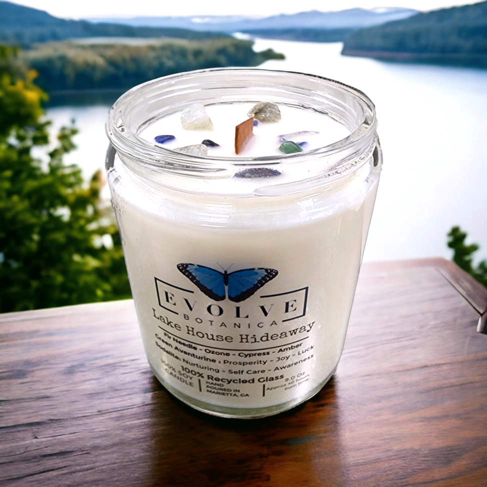 Wood Wick Crystal Soy Candle - Lake House Hideaway-1