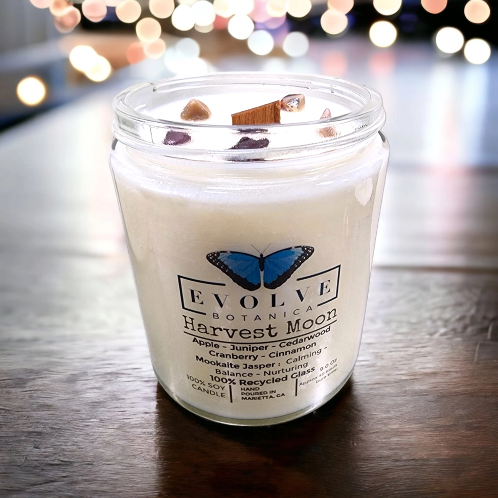 Wood Wick Crystal Soy Candle - Library (Rutilated Quartz)-2