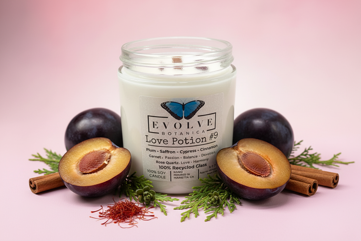 Wood Wick Crystal Soy Candle - Love Potion #9 (Rose Quartz & Garnet)-2