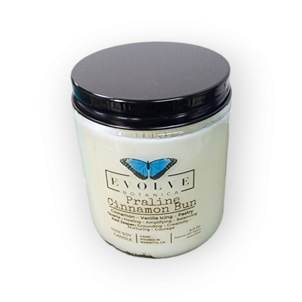 Wood Wick Crystal Soy Candle Jar - Praline Cinnamon Bun-1