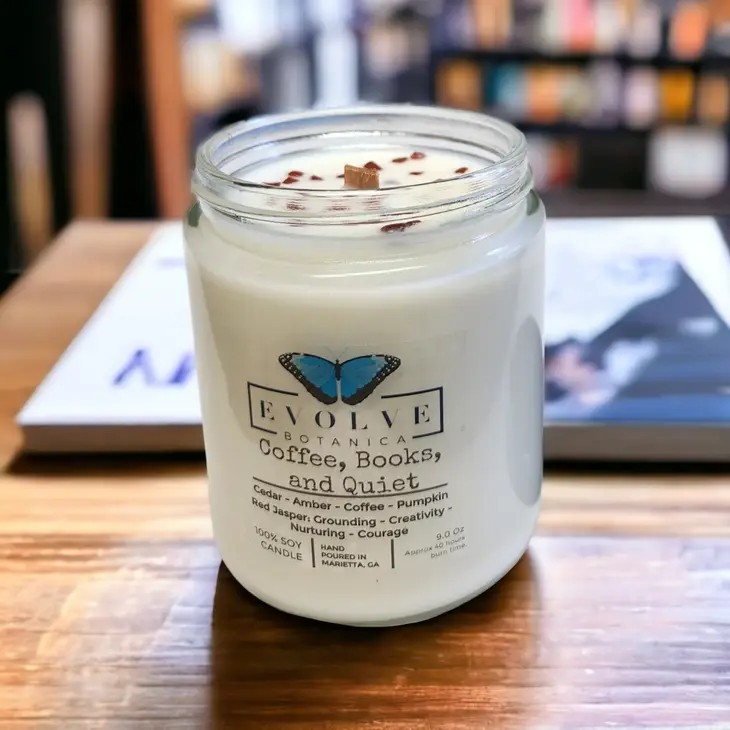 Wood Wick Gem Soy Candle - Coffee, Books, & Quiet (Jasper)-0