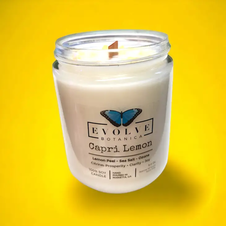Wood Wick Gemstone Soy Candle - Capri Lemon (Citrine)-2