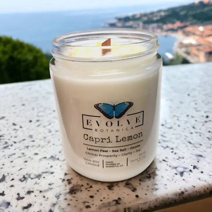 Wood Wick Gemstone Soy Candle - Capri Lemon (Citrine)-4